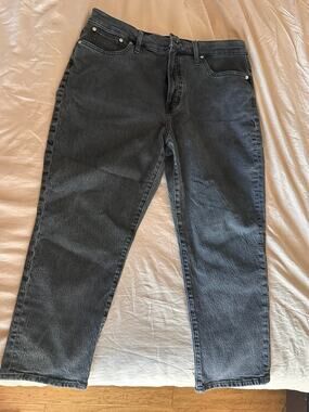 Madewell Perfect Vinatge High Rise Straight Leg Jeans Gray Wash Size 32 Petite